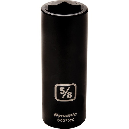 Dynamic 3/8" Drive Deep Socket, Black Phosphate, Tools 3/8" Drive 6 Point SAE, 5/8" Deep Length D007520
